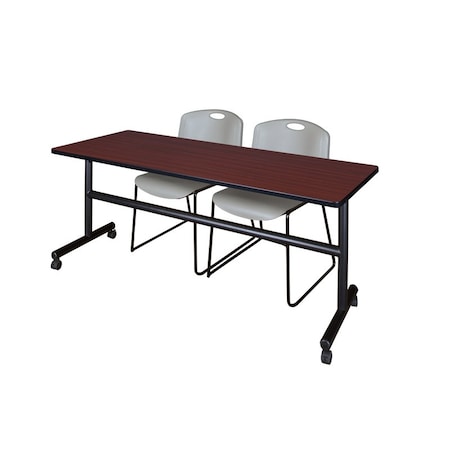 Kobe Rectangle FlipTop Table, 72" W, 29" H, Laminate Top, Mahogany MKFT7230MH44GY